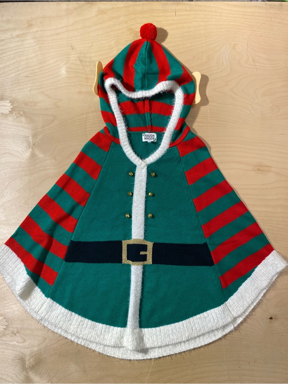 Major Label Group Green & Red Elf Hooded Cape  Small (CG)